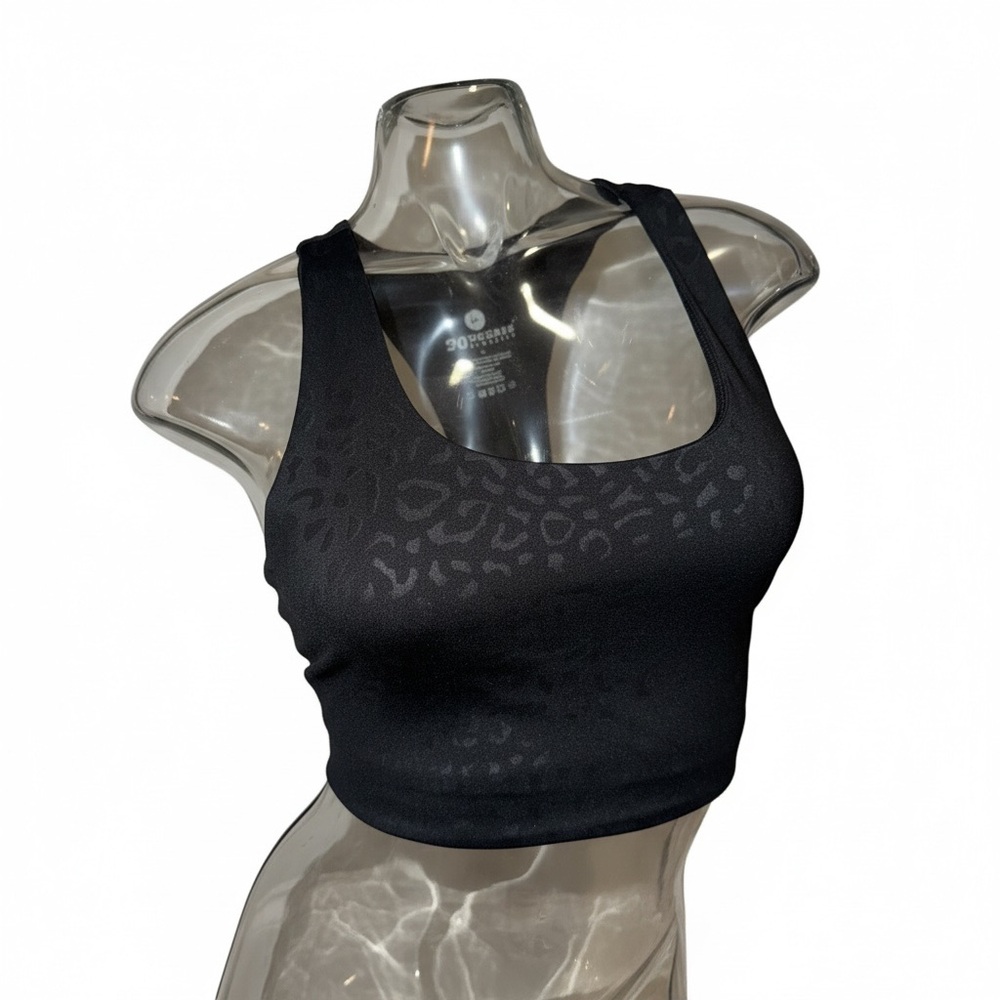 90 Degree By Reflex Black Patterned Sports Bra